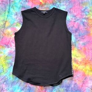 Y2K Burberry London Women’s T-shirt Sleeveless Solid Black Plaid Lining Size M